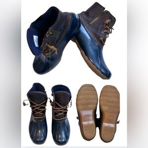 Sperry women's leather and navy duck boots
